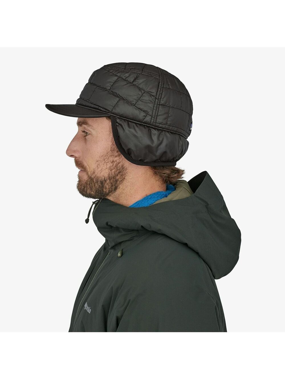 Patagonia Mens Black Nano Puff Hat Insulated Earflap Cap Trapper Size L